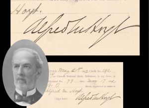 Alfred M. Hoyt signed receipt  - 1892 dated Autograph