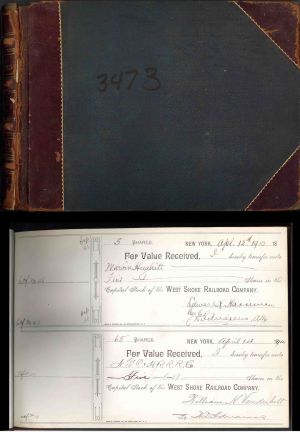West Shore Railroad Co. Transfer Book - Many Famous Names Mentioned - 1885-1914 dated Railway History!