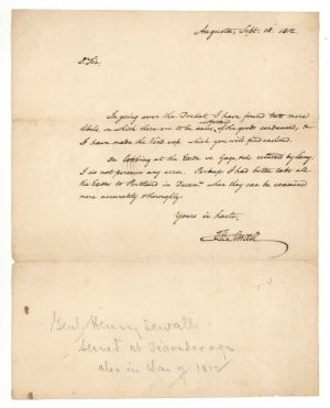 General Henry Sewall signed letter - 1812 dated Autograph
