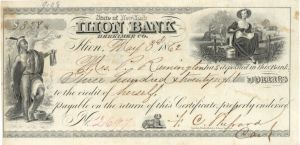 Ilion Bank Check Issued to Mrs. P (Philo) Remington - 1862 dated Autograph