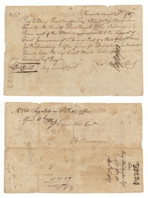 1787 dated Pay Order signed by Benjamin Huntington, Geo. Pitkin and John Lawrence - Autograph