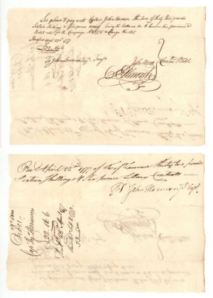 1777 dated Connecticut Fiscal Paper signed by Oliver Ellsworth and Jesse Root - Autograph - American Revolutionary War