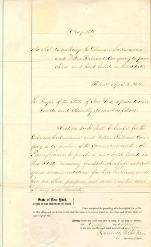 Document signed by Chauncey M. Depew