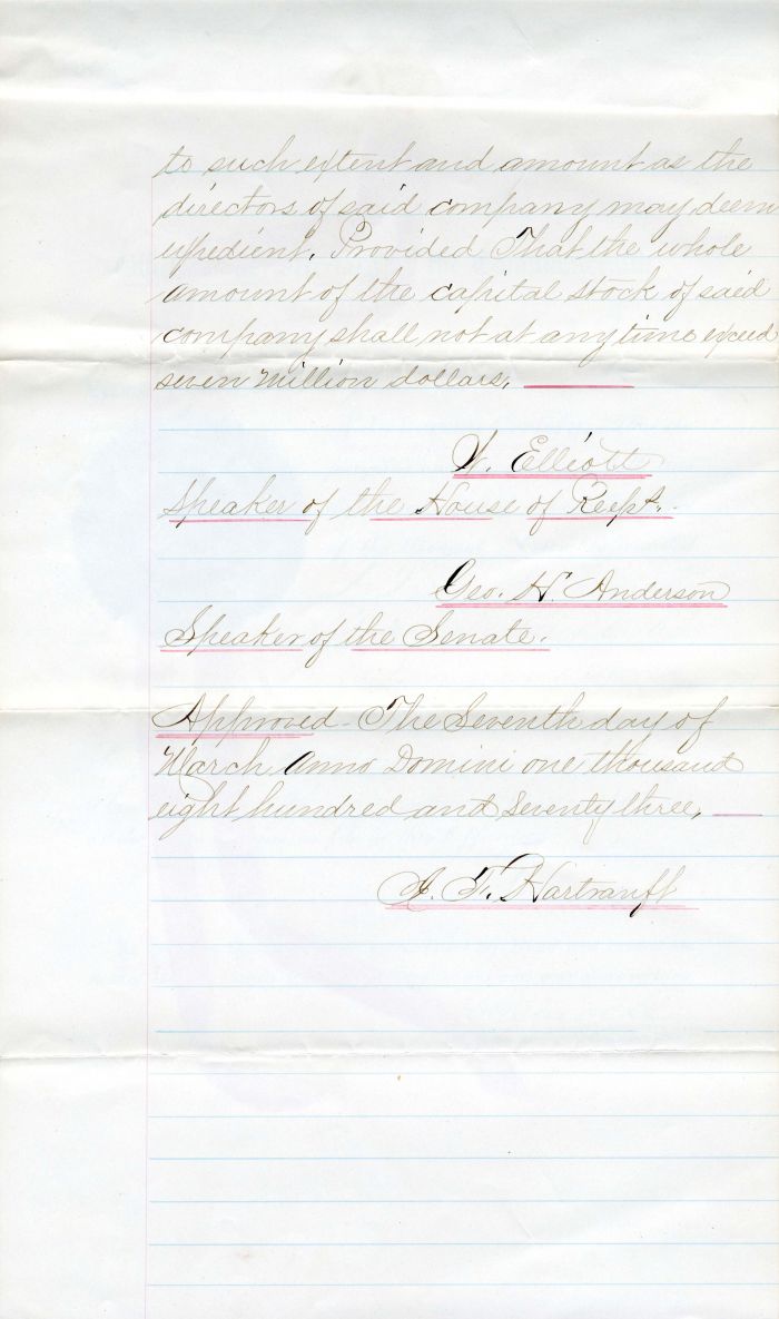 Document signed by J.F. Hartranft