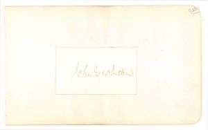 Card signed by John G. Whittier - 1800's Autograph