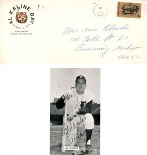 Card signed by Al Kaline