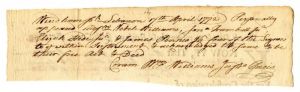 William Williams signed document - Signer of the Declaration of Independence