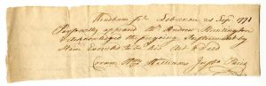 William Williams signed document - Signer of the Declaration of Independence