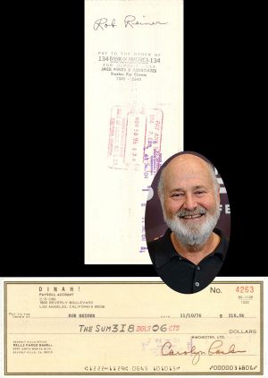 Dinah Shore Check issued to and signed by Rob Reiner - 1976 dated Autograph Check