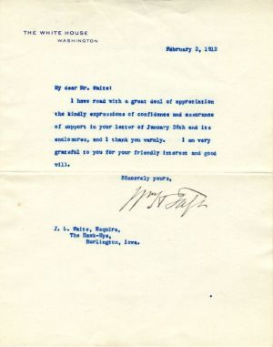 Letter signed by Wm. H. Taft