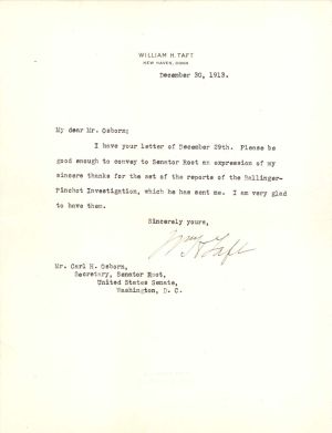 Letter signed by William H. Taft - 1913 dated Autograph