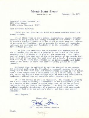 3 Autographed Letter signed by John Glenn