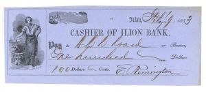 Check signed by E. Remington, Jr. - Autographed Check