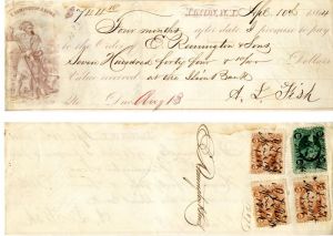 Check Issued to E. Remington & Sons and signed by E. Remington III - Autographed Check