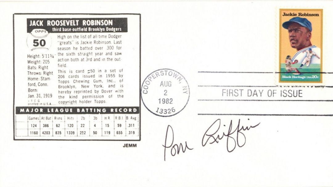 Tom Griffin signs Jackie Robinson Envelope - Autographs