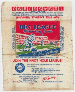 Lou Gehrig Chewing Gum Wrapper - Goudey Gum Co. - Baseball Americana