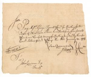 Jesse Root Signed Pay Order - 1778 dated Connecticut Pay Order - American Revolutionary War Autograph