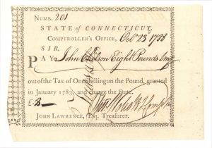 Pay Table Document Signed by Oliver Wolcott Jr. - 1788 dated Autograph 