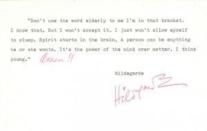 Signed Note by Hildegarde - American Singer Autograph