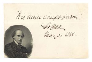 Card signed by Salmon P. Chase with portrait - 1866? dated Autograph