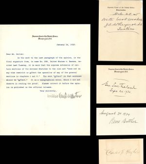 5 Supreme Court Justices Signatures - 1912-1935 dated Autograph