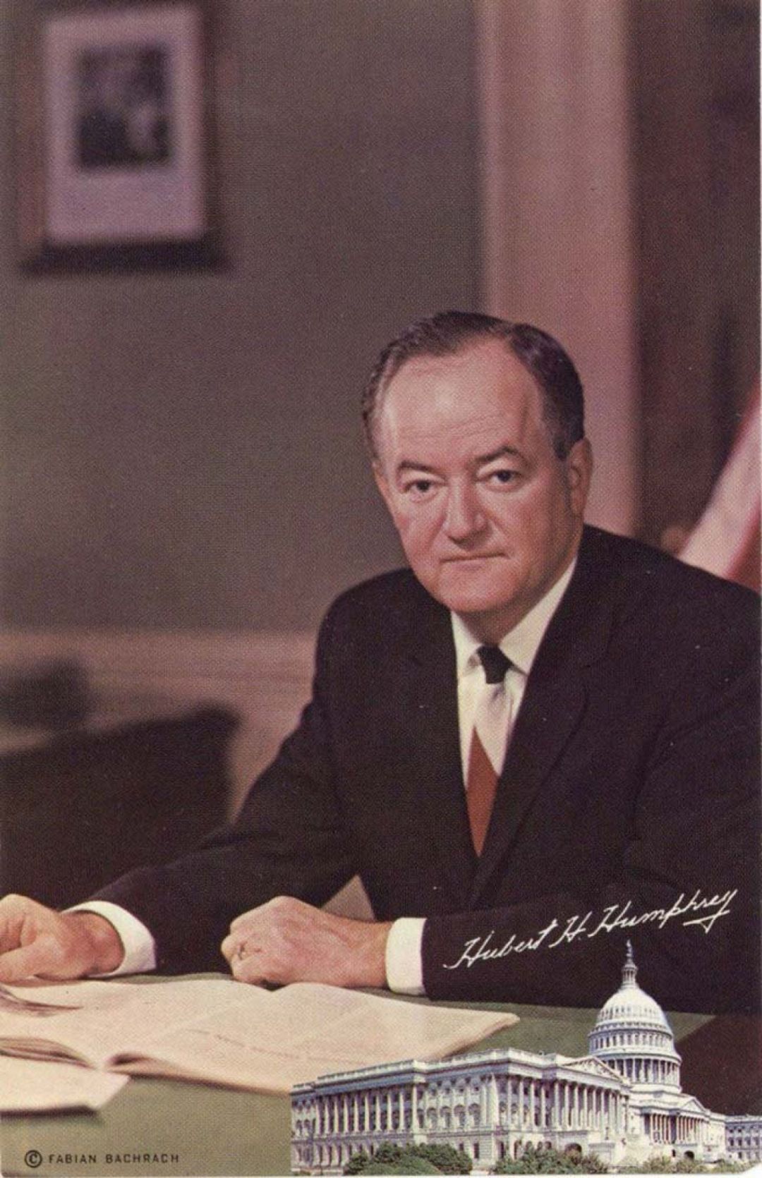 Hubert H. Humphrey Card with printed signature -  Autograph of Famous People