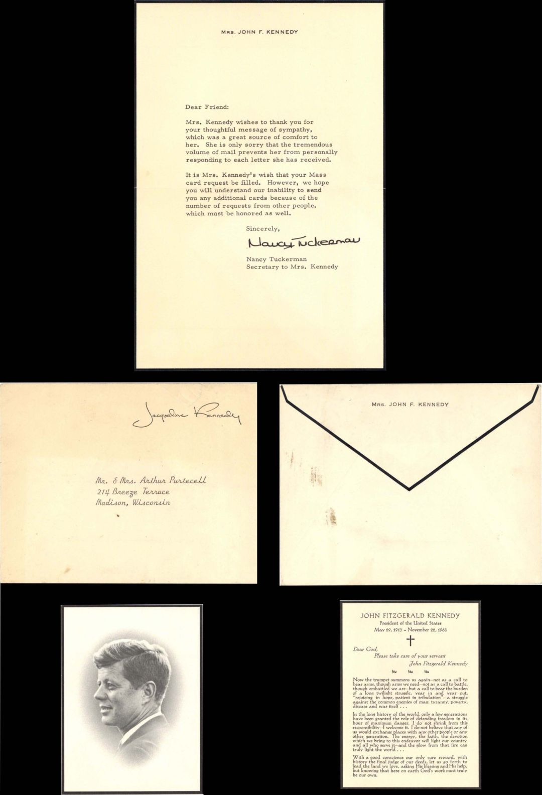 Sympathy Letter from Mrs. John F. Kennedy - 1963  dated Autograph