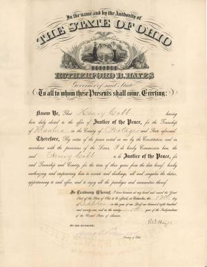 Justice of the Peace Election signed by R.B. Hayes as Governor - Autographs