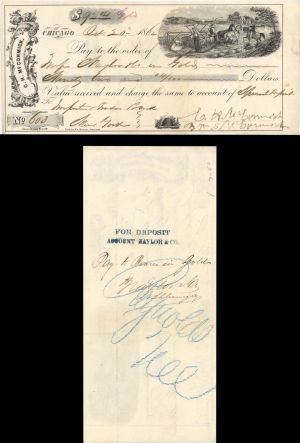 Check signed by C.H. McCormick - 1862 dated Check