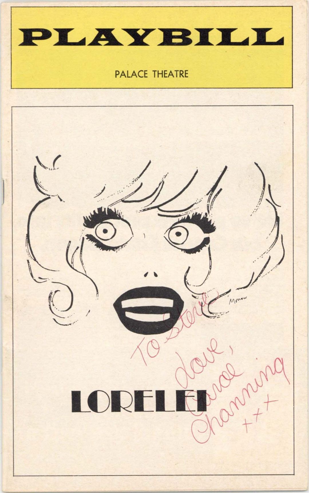 Palace Theatre Playbill signed by Carol Channing - 1974 dated Autograph