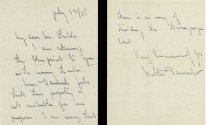 Handwritten Note signed by Walter Damrosch -  1915 dated Autograph