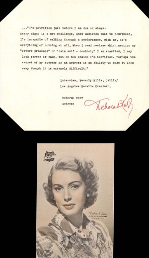 Deborah Kerr signed typed letter and portrait - Autograph Photo