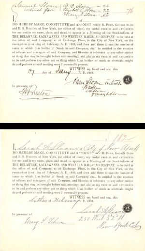 Pair of Appointments signed by Samuel and Sarah Sloan - 1888 dated Autographs