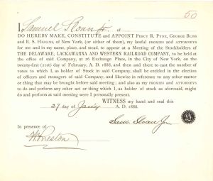 Appointment signed by Samuel Sloan Jr. - 1888 dated Autographs