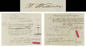 State of Connecticut Pay Order signed by William Williams and George Wyllys - Signer of Declaration of Independence - 1793 dated Autograph