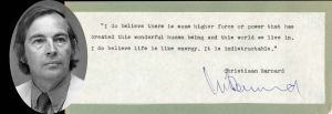 Typed Quote signed by Christiaan Barnard - Autograph