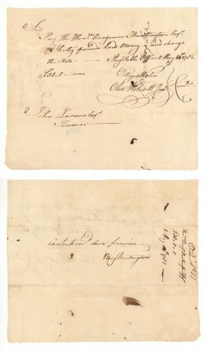 Pay Order signed by Benjamin Huntington, Oliver Wolcott, Jr. and Jed Huntington - 1782 Dated Autograph
