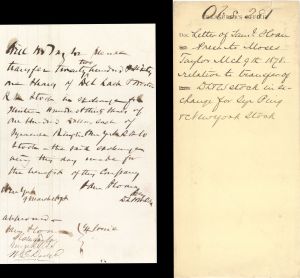 Letter signed by Moses Taylor, W. E. Dodge and Sam Sloan - 1878 dated Autograph