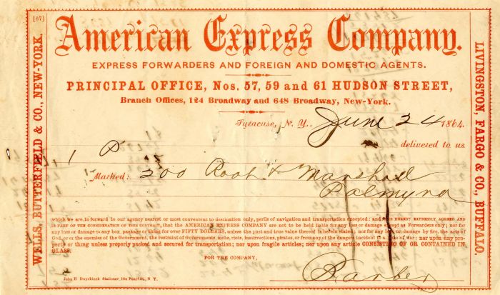 Adams Express Co. - Receipt