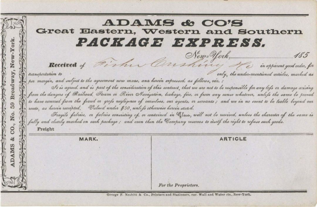 Adams and Co's - 185- Express Document