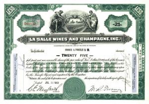 La Salle Wines and Champagne, Inc. - Spirits Stock Certificate