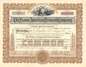 Franco-American Ferment Co. - Stock Certificate