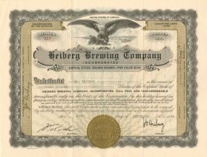 Heiberg Brewing Co. - Stock Certificate