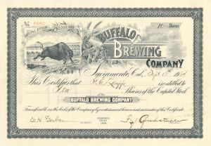 Buffalo Brewing Co. -  1934 dated Stock Certificate