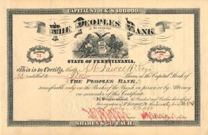 Peoples Bank of McKeesport - Stock Certificate