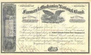 Farmers and Mechanics National Bank of Georgetown, D.C. - Banking Stock Certificate
