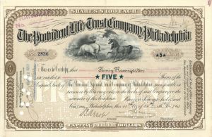 Provident Life and Trust Company of Philadelphia - 1913 dated Stock Certificate