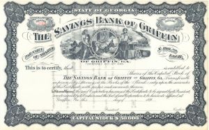 Savings Bank of Griffin - Unissued Stock Certificate