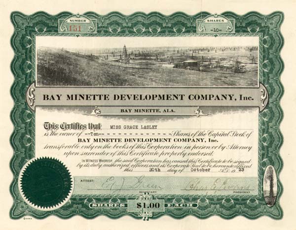 Bay Minette Development Co, Inc - Stock Certificate