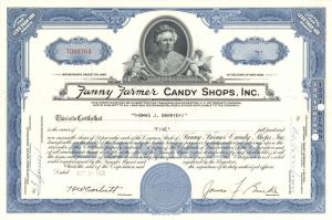 Fanny Farmer Candy Shops, Inc. - 1956-1977 dated Stock Certificate
